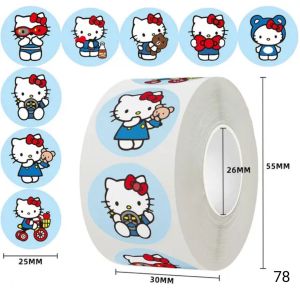100pcs Stiker Sticker Lucu Karakter Kartun Sanrio Lotso Doraemon Hello Kitty Unicorn Reward Cartoon Cinnamoroll Shincan Animal Hewan Kawaii Mainan Tempel Anak Remaja Dekorasi Buku Jurnal Diary Agenda Lembaran Lembar Label Segel Bulat 1 Roll Isi 500 Promo