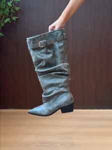 FANGXI | Faux Leather Western Style High Heel Knee High Boots Not Above The Knee