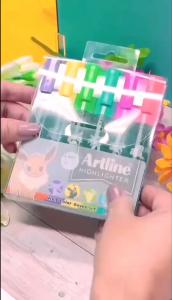 Artline ปากกาเน้นข้อความ สีพาสเทล Pokemon (6 สี) สีสดใส ถนอมสายตา ลายการ์ตูน Pokemon รวมส่งฟรี