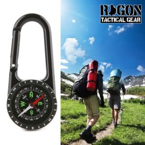 2 in 1 Zinc Alloy Compass Carabiner Keychain for Outdoor Hiking Camping