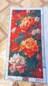 THÊU SẴN Tranh thêu chữ thập thành phẩm hoa mẫu đơn CH660 120*65cm - thêu kín