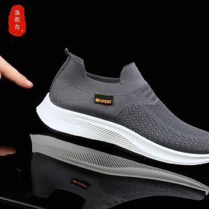 Mens Walking Shoes Slip on Sock Sneakers For men Jogging Lightweight Lazy Shoes Black Loafers