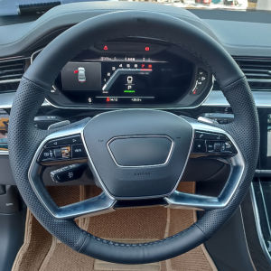 `Hand Sewing Steering Wheel Cover For 2019 Audi A8 L  Microfiber Leather
