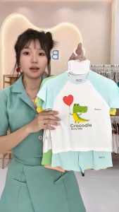 Bộ cộc tay cài chéo in hình Crocodile BT009 BENTY chất vải cao cấp đồ bộ trẻ em an toàn cho da bé