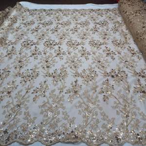 (COD) Kain Tulle Lace Spenggel | Bahan Kebaya Modern | Penuh Payet | Simpel dan Mewah | Kain Meteran