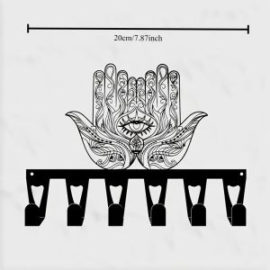 CIFbuy | CIFBUY Iron Wall Art Hamsa Metal Key Rack Decor Rustic Accent Storage Organizer For Home Entryway Hallway Vintage Decor