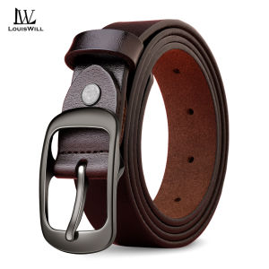 LouisWill Fashion Women Belts Retro Belt Elegant Slim Belt Second-layer Cowhide Belt Adjustable Girls Ladies Long Straps Waistbands Dress Coat Alloy Buckle Letter Buckle Leisure Belt