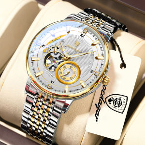 POEDAGAR | POEDAGAR Fashion Business Man Watches Luminous Hollow Tourbillon Stainless Steel Men Clock Mechanical Automatic Mens Wristwatch