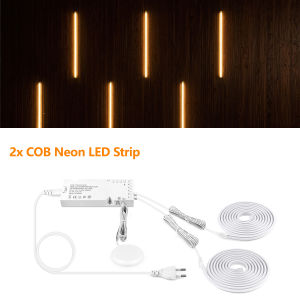 Guillermo | 24V COB LED Strip Under Cabinet Light Neon Tape with Touch Dimmable Swtich for Closet Showcase Shelf Wall Acoustic Panel Decor