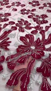 Luxury African Sequins Beaded Lace Fabric 2025 High Quality Lace 5 Yards French Lace Fabric Nigerian Lace Fabrics