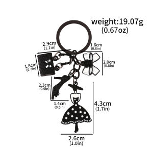 Fashion Lady Womens Bag Lipstick Keychain Alloy Enamel Korea Y2K Mini Cosmetic Crown Black Evening Dress Keyring Backpack Gift