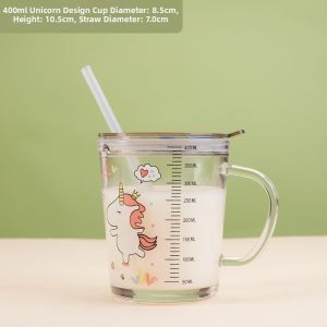 Cartoon Measuring Straw Cup With Handle For Breakfast