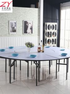 Foldable round PVC Dining Table for Banquet Multi-layer Solid Wood Panel Home Table Hotel Restaurant Table Customizable Size