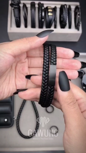 Gawung Gelang Kulit Pria Hitam Classic Signature Cowok Aesthetic Pengait Retro GGSITU