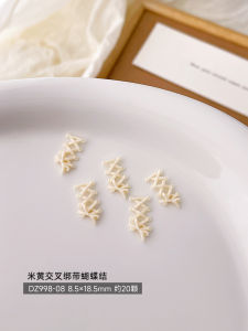 20pcs Soft Carved Bow Nail Art Accessories Sweet Colored Black White Cross Strap Bow Ribbon Nail Charms DIY Manicure Decorations