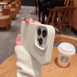 New Vintage White  15 pro Phone Case 16 pro Max Real Liquid Silicone 13 Full Cover 12 pro High-End Feelings IP14 Anti-Fall Case Simple 16 plus Suitable Pure Color Men Women