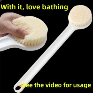 Japanese Style Long Handle Soft Bristle Bath Brush Back Scrubbing Tool Bathing Cleaning Device Body Care Personal Hygiene Tool