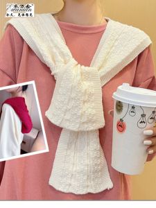 Spring Autumn Viral Knitted Scarf Hat Integrated Hooded Fake Cashmere Outerwear Korean Style Multifunctional Small Shawl