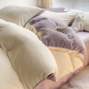 Thickened Double-Sided Milk Velvet Coral Fleece Bedding Set Anti-Static Bed Cover Quilt Duvet Protector Single Bedding Sheet