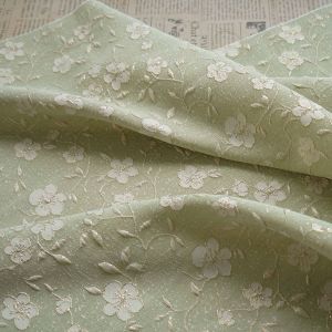 Gold Thread 3D Embossed Peach Blossom Jacquard Fabric for Cheongsam Dress Clothing Material Box Packaging Decoration