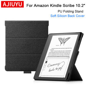 AJIUYU For Kindle Scribe 2022 Case 10.2 inch PU Folding Stand Soft Silicon Back Cover For Kindle Scribe 10.2" With Pencil Holder