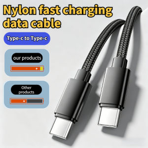 60W 5A USB C To Type C Fast Charging Data Cable USB Type C To Type-C Nylon Braided Fast Charging Charger Adapter Cable 1m 3m