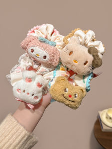 ริบบิ้นขนสัตว์ลายหมีและกระต่ายน่ารักสำหรับผู้หญิง ริบบิ้นผมหางม้า ริบบิ้นผมทรงกลม ริบบิ้นผมยางยืด ประดับผม ริบบิ้นยางยืด