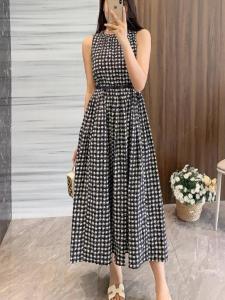 Slim Fit Silk Cotton Sleeveless Dress Vest Dress Womens Style round Neck Spring Summer New Arrival Son Charella Commute