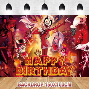 Hazbin Hotel Theme Birthday Party Supplies Movie Hazbin Hotel Balloon Cupcake Topper Banner Background Baby Shower Gift Props