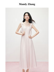 French Romantic Bow Collar Pink Dress