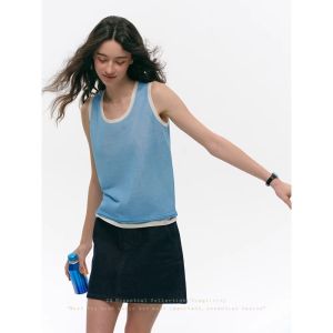 SHEITAOZI | Áo Thun Dây Đôi Cổ Hai Lớp Thoáng Khí Mỏng Hè Mới
