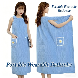 Womens Long Style Absorbent Polyester Bath Towel Wrap Skirt Wearable Wrap Bathrobe for Household Use Washable Hair Dryer