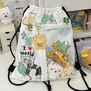 Original Four Leaf Clover Drawstring Bag Casual Large Capacity Backpack Trendy Youth Soft Printed Cartoon Backpack for Leisure