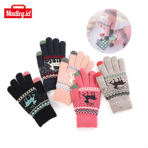 MAdley Gloves Touch Screen Wanita Sarung Tangan Hangat Bulu Motor Fashion SRG13