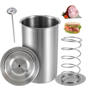 1 Pc Ham Maker Stainless Steel Meat Press Cooker Homemade Ham Meat Press Mold with Thermometer for Cooking Kitchen Accessories