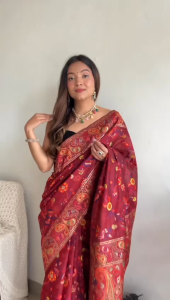 (Stok sedia) Pereka Baharu Banaras Soft Silk Kashmiri Pasmina Silk Kachi Work Rich Pallu Saree Untuk Wanita ( DALAM 3 ATAU 5 HARI UNTUK DIHANTAR )