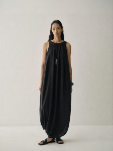 INSIS FEMME | Natural Fiber Tencel Linen Casual Artistic Cocoon Style Sleeveless Dress