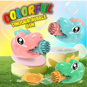 Inatreehouse. Colorful Dinosaur Bubble Gatling Gun Dinosaur Bubble Machine Gun with Colorful Light Outdoor Kids Toys