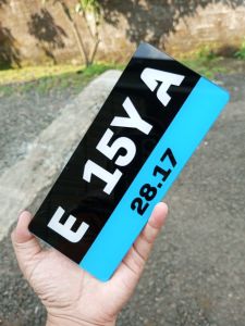 Plat Sepeda Listrik Hitam Biru