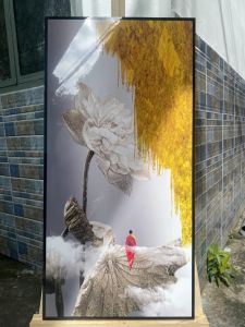 Tranh treo tường- Tranh Tráng gương cao cấp Hoa Sen Tĩnh Lặng- Tranh treo phòng khách phòng ngủ