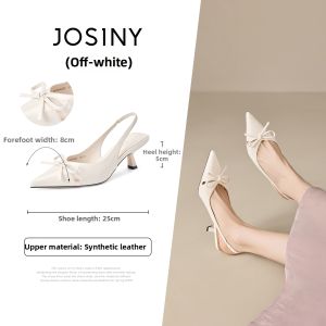 Josiny | Bow Decorated Open-Back High Heels Early Autumn New Style