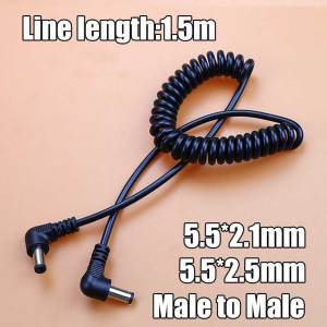 DC 5.5*2.1mm 5.5*2.5mm Male To Male / Female Plug Power Retractable Cable DC 5.5 x 2.1 / 2.5 MM Extension Spring Cord Adapter
