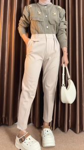Basic Pants Highwaist - Celana Baggy - Angkle Pants - Celana Kantor - Loose Pants