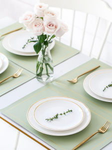 Waterproof Oil-resistant Easy-to-clean Heat Insulation Luxury Dining Table Mat Nordic Style Rectangle Leather Dinner Mat