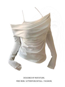 Áo Thun Nữ Dáng Ôm Cổ Treo Dài Tay Mùa Thu Đông Phong Cách Ngọt Ngào Cỡ Lớn Pure Desire Style T-shirt Áo Thun Nữ