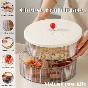 Vision Snack Serving Tray Stackable Snack Tray Household Cheese Shaped Nut Platter with Adjustable Dividers Large Capacity Dried Fruit Tray Clear Food Storage Container Compartment Box Platter