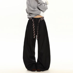 Chen Sticky Old Store High-End Simple Curved Knife Womens Loose Drapey Casual Wide Leg Pants Versatile Loose Fit Casual Pants