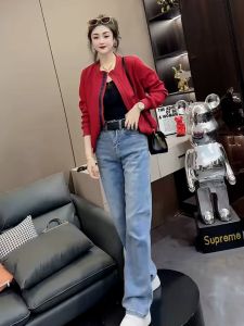 Spring 2024 Womens Loose Long Sleeve Baseball Jacket Street Style Patchwork Color Block Pure Cotton Sweatshirt Outerwear