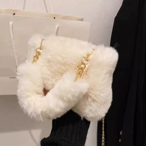 Plush Faux Fur Tote Bag for Women Winter Shoulder Bag Casual Fluffy Crossbody Bags Fashion Chain Handbag Girls Soft Purse