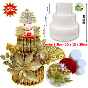 Combo Bộ Khuân Xốp Kích Thước 10x15x20 Cao 6.5cm Dùng Làm Tháp Tiền Tài Lộc 3 Tầng Màu Trắng Làm Đồ Thủ Công DIY Handmade Cắm Hoa Sáp Hoa Giả Trang Trí Phòng Tiệc Tráp Ăn Hỏi Làm Bánh Kem Đa Dạng Mẫu Mã Thích Hợp Kê Giỏ Quà Chụp Hình